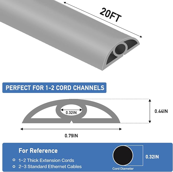 Floor Cord Cover Self Adhesive Cord Hider Floor Extension Cord Covers