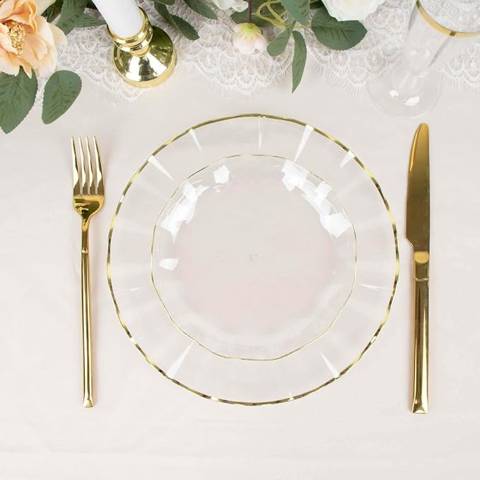Efavormart 10 Pack | Clear 6" Round Plastic Dessert Salad Plates, Disposable