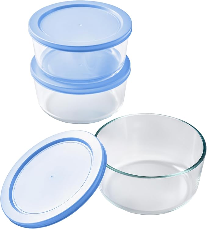 6-Piece Glass Food Storage Containers Set | 4-Cup, Leakproof | Microwave
