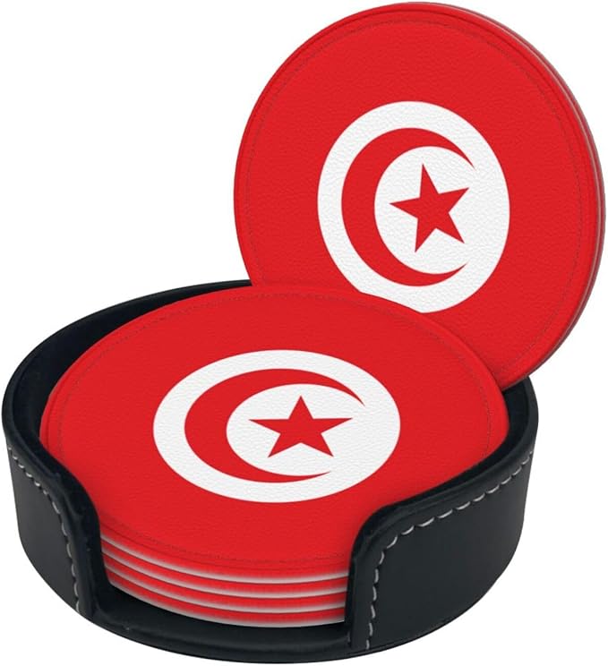 Tunisia Flag Coasters for Drinks