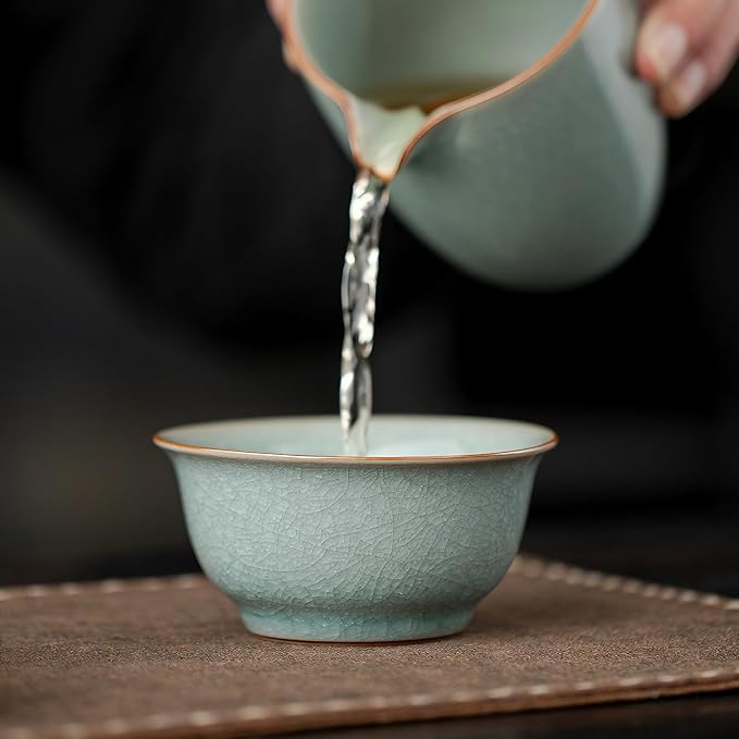 KAMMAK Japanese Tea Cups, 2 Oz Small Handmade Ceramic Teacups, Loose Leaf and