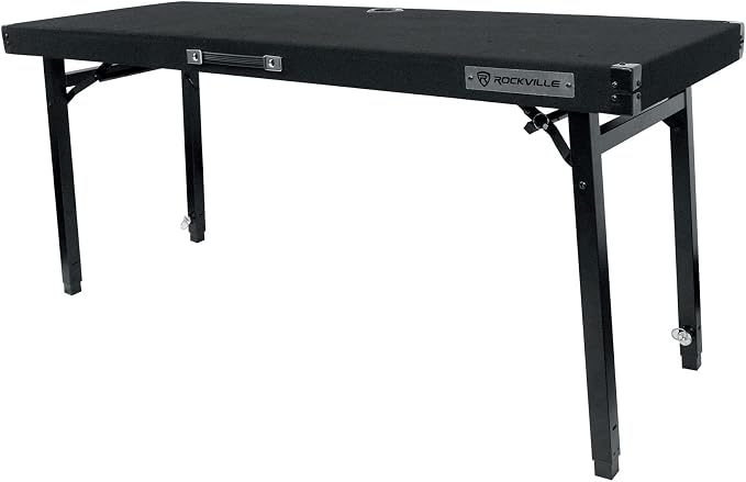 Rockville RTBL4 Adjustable Height DJ Table Folding Legs 20x60 Inch, Non-Slip