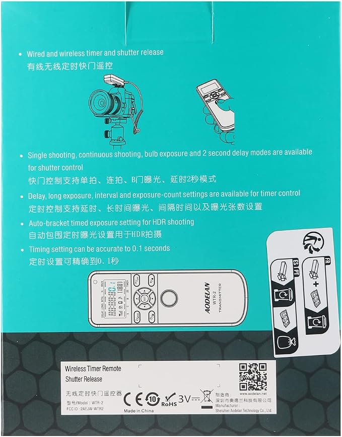 AODELAN Camera Intervalometer Wireless Shutter Release Timer Remote Control