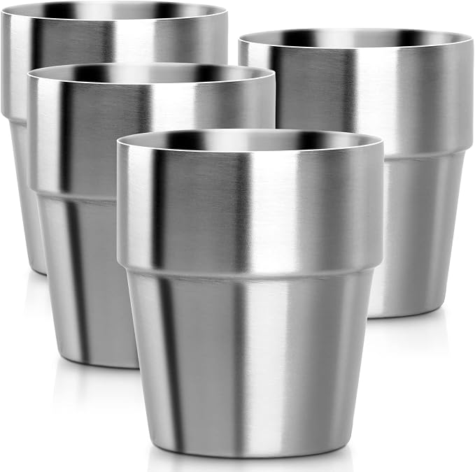 Beasea Stainless Steel Insulated Cup, 10 oz Stackable Stainless Steel Cups Set