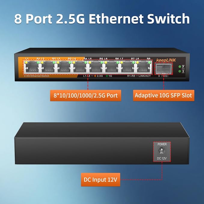 8 Port 2.5G Switch Unmanaged, Ethernet Switch