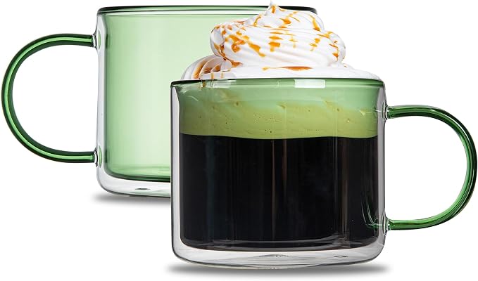 Restaurantware Coffee Cups 2 Pack of 11 oz Double Wall Glass Insulated Coffee