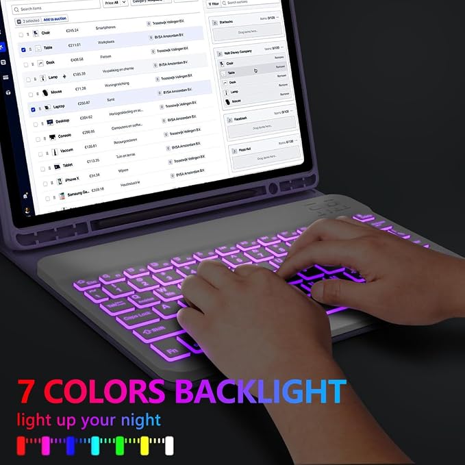 Keyboard Case for Samsung Galaxy Tab A9 Plus 5G 11 inch 2023, 7 Color Backlit