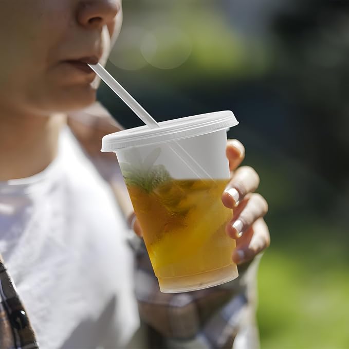 Reusable Translucent Plastic Cups - 16 oz Frosted Clear Cold Drink Tumbler -