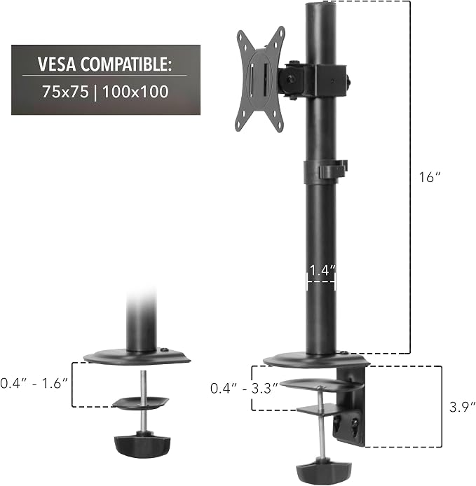 Mount-It! Single Monitor Desk Mount – Computer Screen Stand