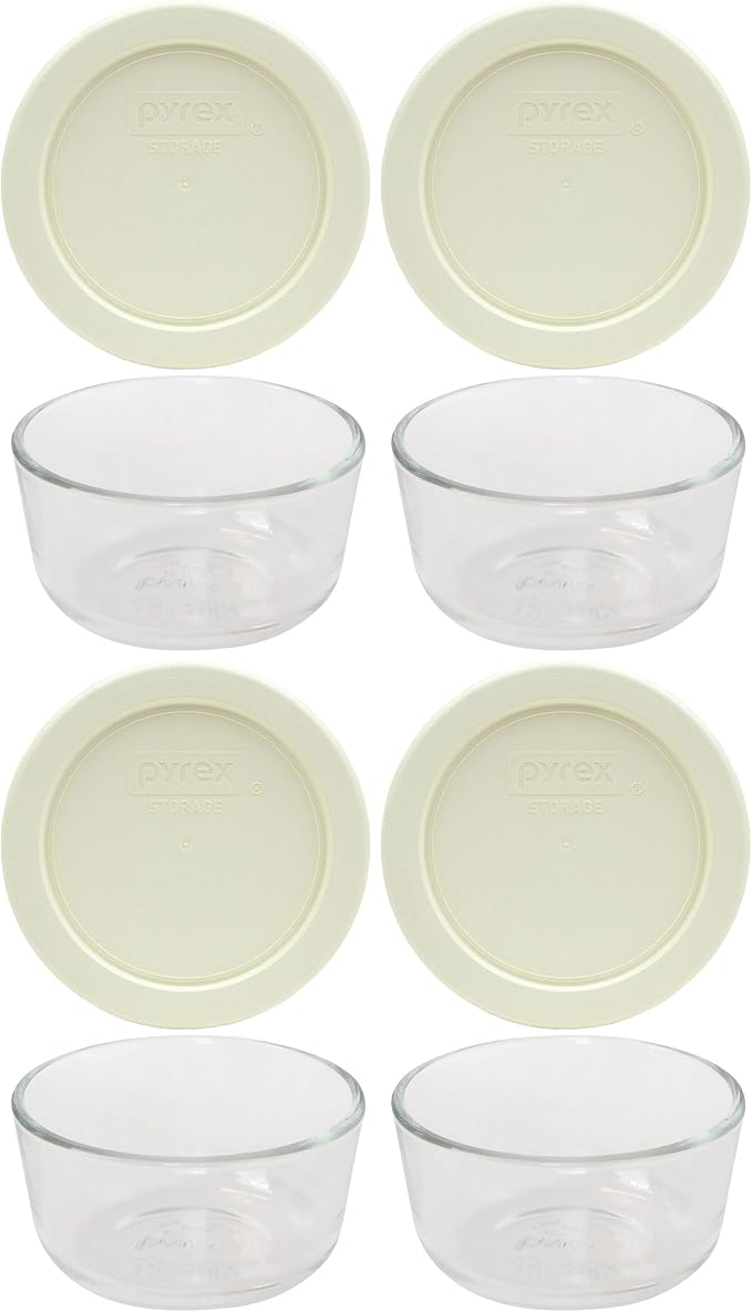 Pyrex 7202 1-Cup Bowls & 7202-PC Sour Cream Lids