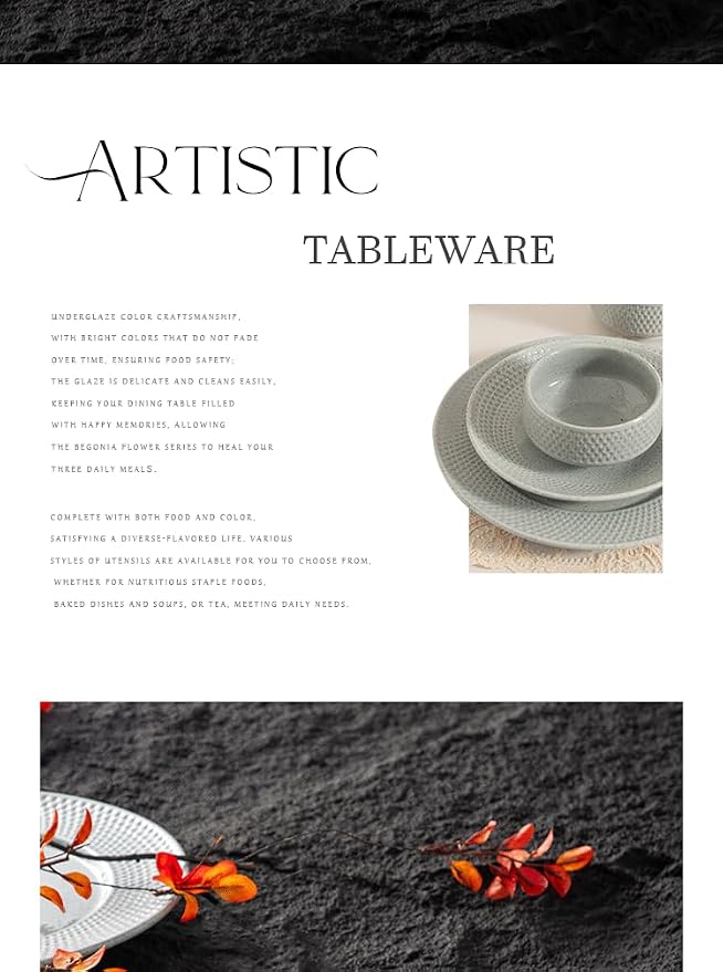 4-piece set, embossed B design plate and bowl set, microwave and dishwasher