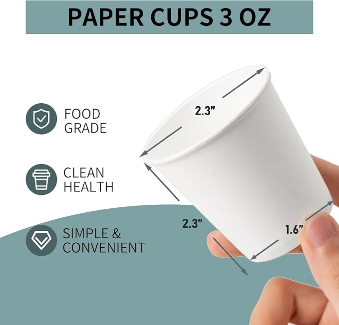 RACETOP 3 oz Bathroom Paper Cups, Disposable Paper Cups, Small Mouthwash Cups
