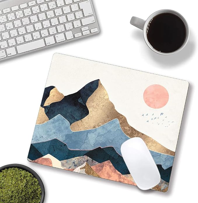 Mouse Pad, Cute Mountain Sunrise Mouse Pads, Square Washable Cloth Personalized