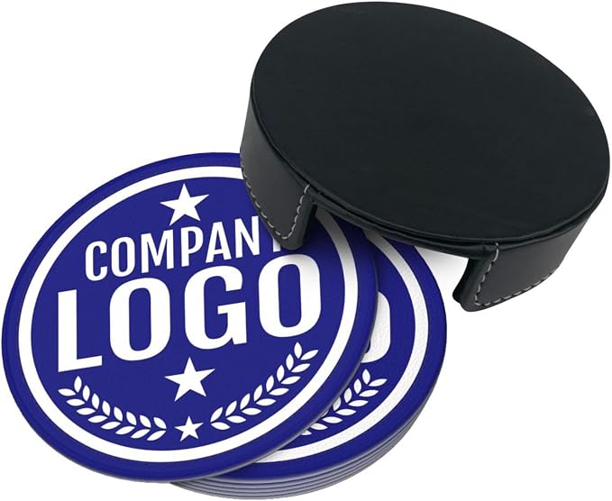 Custom Leather Coasters with Logo