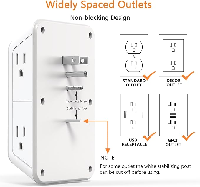USB Wall Charger Power Strip Surge Protector