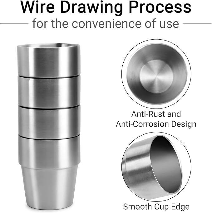 Beasea Stainless Steel Insulated Cup, 10 oz Stackable Stainless Steel Cups Set
