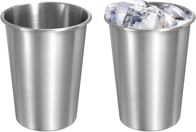 uxcell 2 Pcs Stainless Steel Cups, 14oz/400ml Metal Cups Double Wall Tumbler