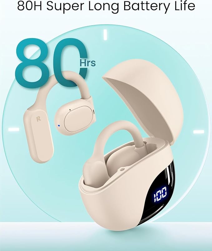 TAGRY Open Ear Earbuds Wireless Bluetooth Headphones 80Hrs Playtime Ear Buds
