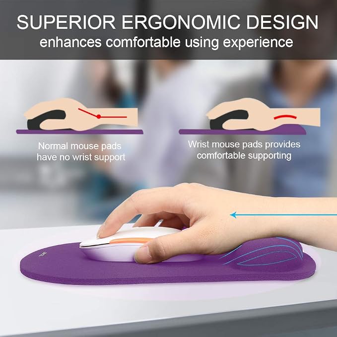TECKNET 2 Pack Mouse Pad with Wrist Support, Ergonomic Gaming Mouse Pad Pain