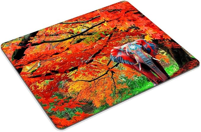 Square Mouse Pad Natural Trees and Elephants-1, Gaming Mouse Pads