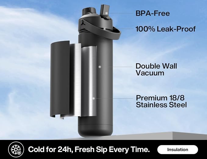 POWCAN 26 oz Insulated Water Bottle