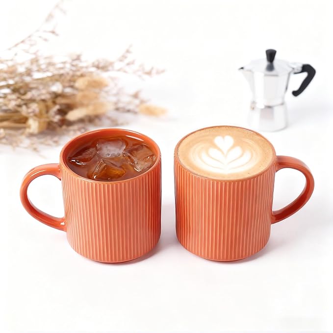 MONITO 16Oz Coffee Mugs Set of 4, Rustic Ceramic Coffee Cups Set