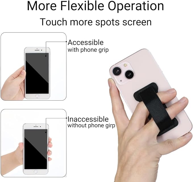 Phone Grip Holder for Hand, Universal Finger Strap Phone Holder, Finger Selfie