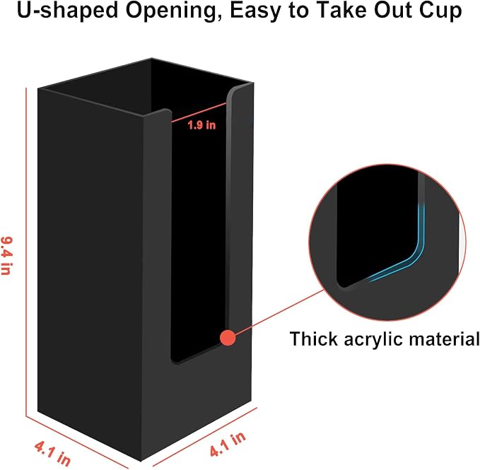 Coffee Cup Dispenser, Cup and Lid Organizer fits 5 to 16 oz Disposable Cups |