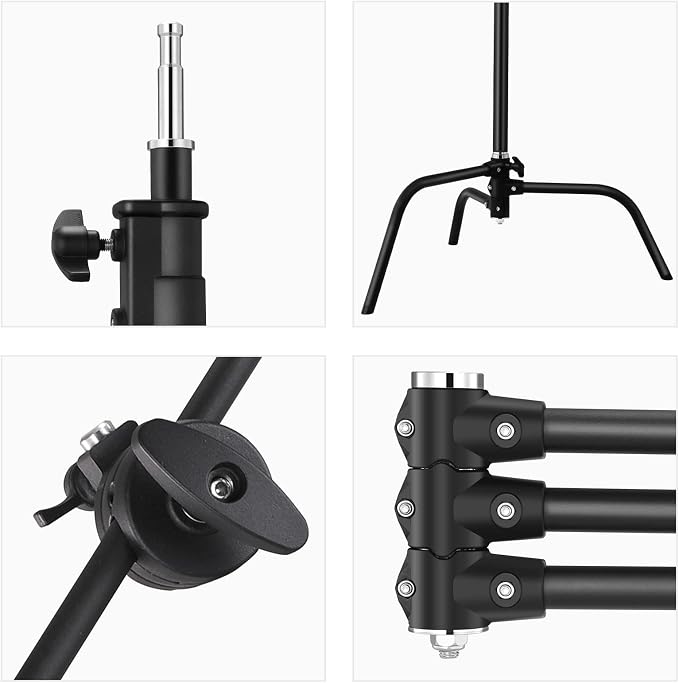 Soonpho 2 Pack 100% Heavy-Duty Steel C-Stand, Pro Photography Light Stand