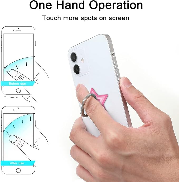 Bonoma Cute Star Phone Ring Holder, 3 Pack Universal Finger Ring Stand Grip