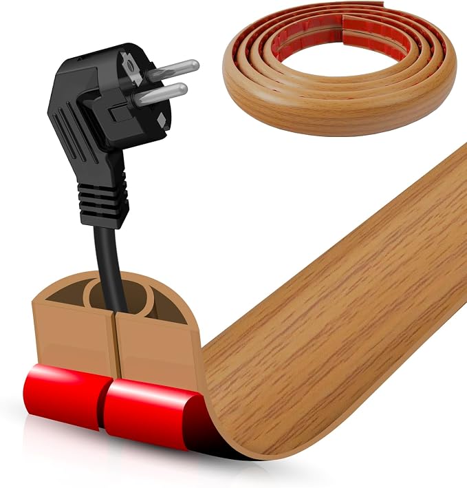 Floor Cord Cover Self Adhesive Cord Hider, 10FT Cable Management, Extension
