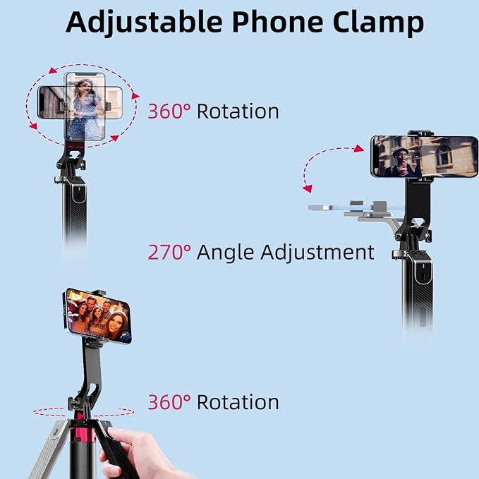 WOVTE 71" Selfie Stick with 2 Lights, Extendable Stand