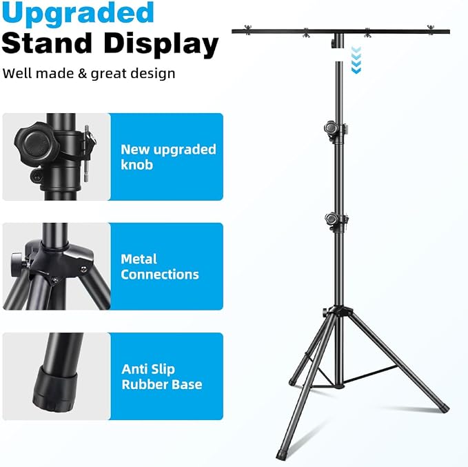 DJ Stand, T-Bar Tripod Stage Lights Stand Portable and Adjustable 49-114 Inch