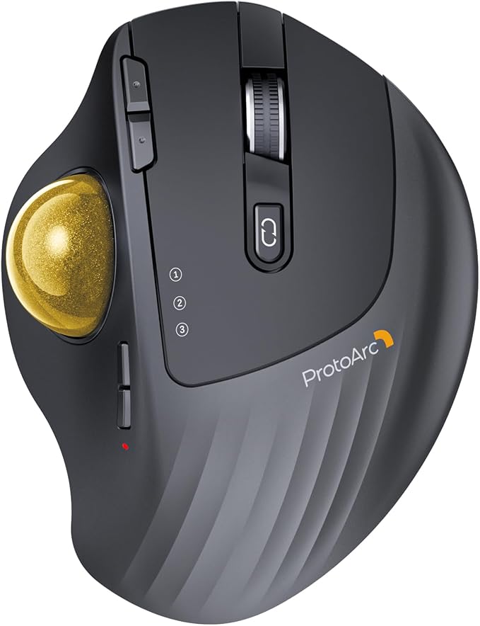 ProtoArc Wireless Trackball Mouse, EM01 NL Ergonomic Bluetooth Rollerball Thumb