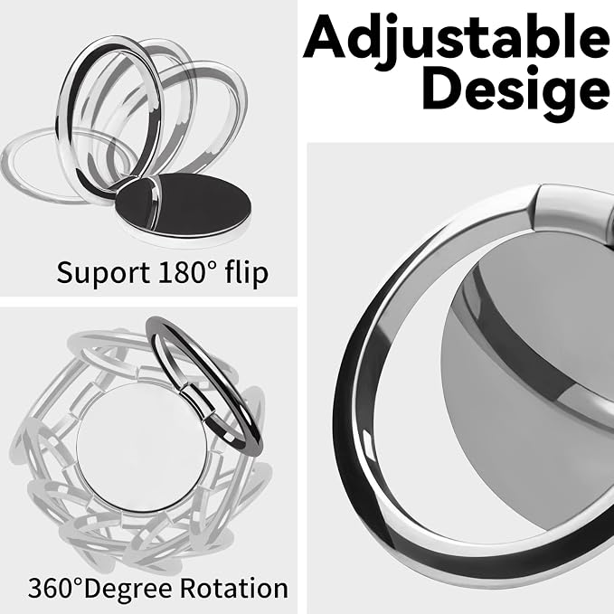 Metal Cell Phone Ring Holder Finger Ring Stand, 360 Degree Rotation Ring