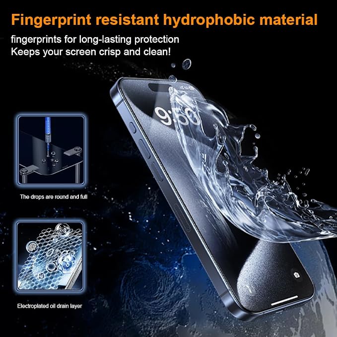 OneFish Screen Protector for Iphone 16 Pro Max, HD Clarity Tempered Glass Film