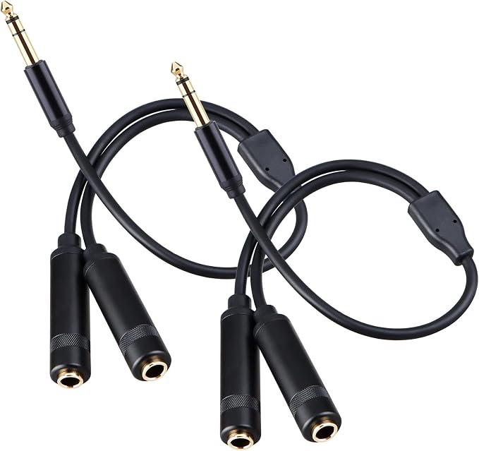 HOSONGIN 1/4" Stereo Splitter Cable, 1/4 Inch TRS Male to Dual TRS Female Y
