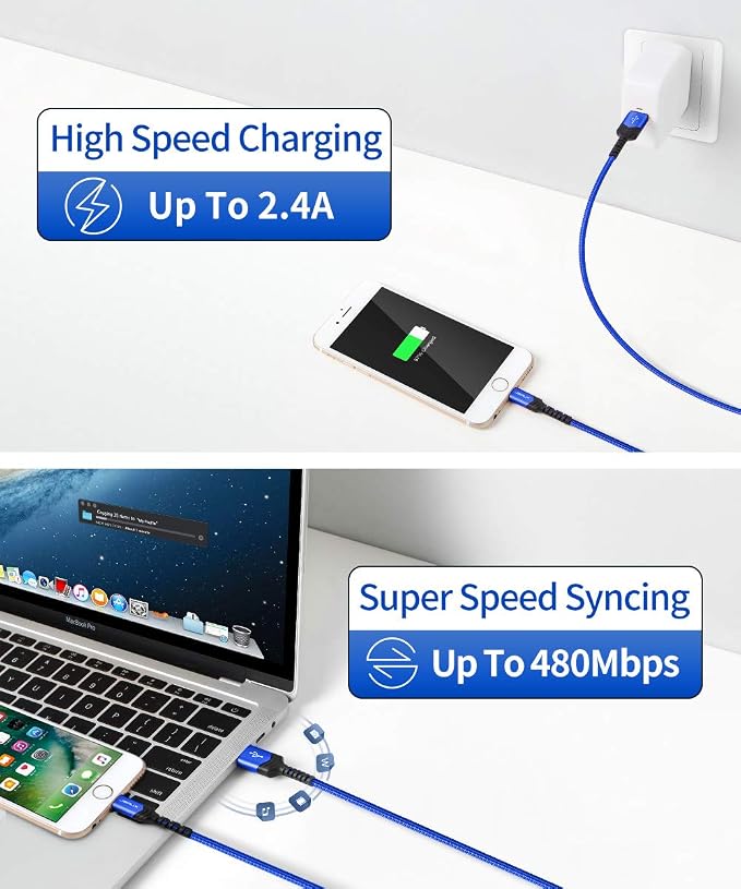 JSAUX Apple MFi Certified Lightning Cable 4ft, iPhone Charger Cable Nylon