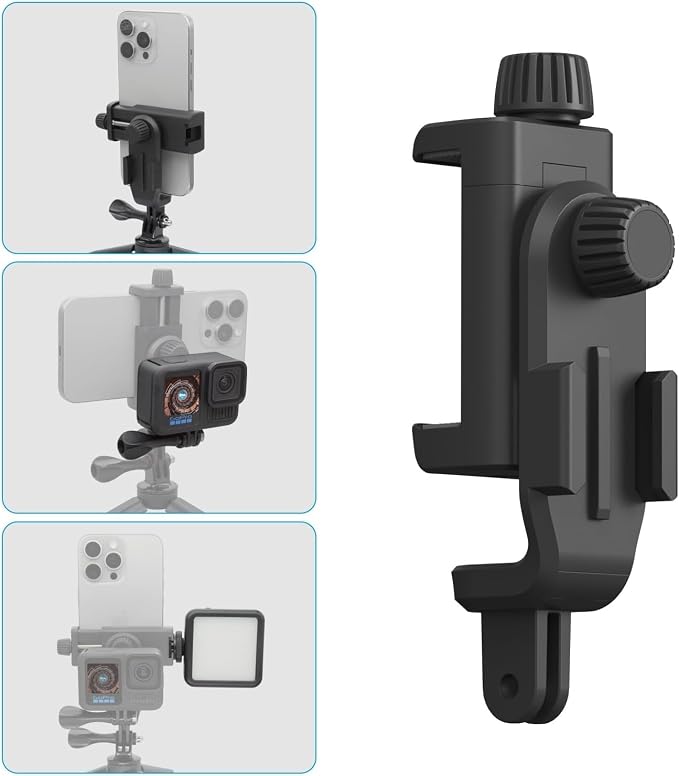 Suptig Phone Holder for Tripod, Action Camera Tripod Mount Adapter Compatible
