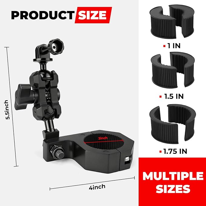 Jerbor Aluminum UTV ATV Camera Mount Holder 360° Compatible