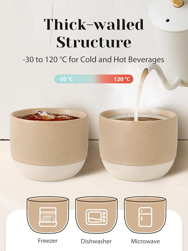 INGOFIN Ceramic Espresso Cup Set of 4-4.2 oz Espresso Cup
