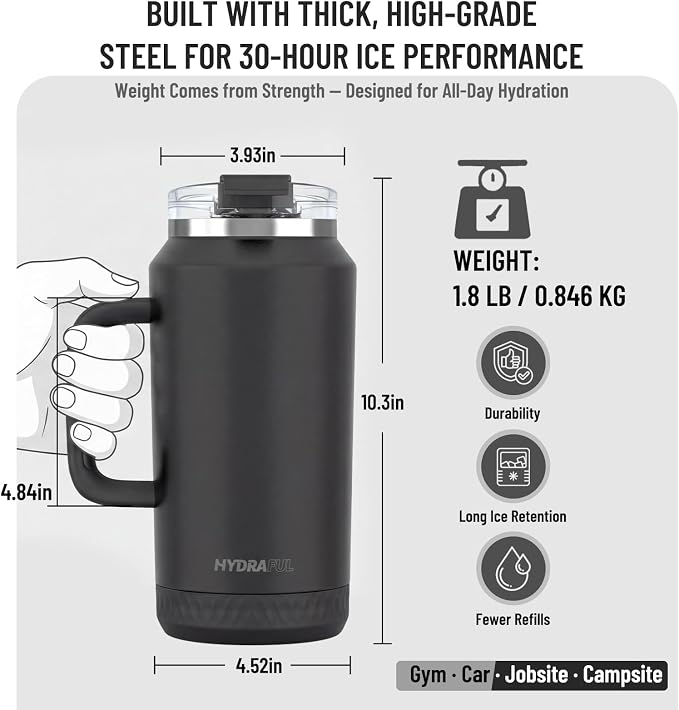 Hydraful 64 oz Tumbler with Handle and Straw