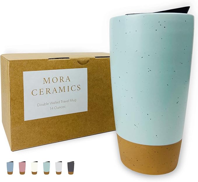 Mora Double Wall Ceramic Coffee Travel Mug