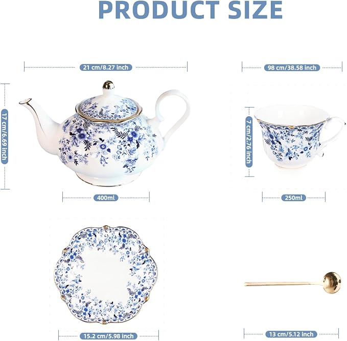 Vintage Floral Porcelain Bone China Tea Set