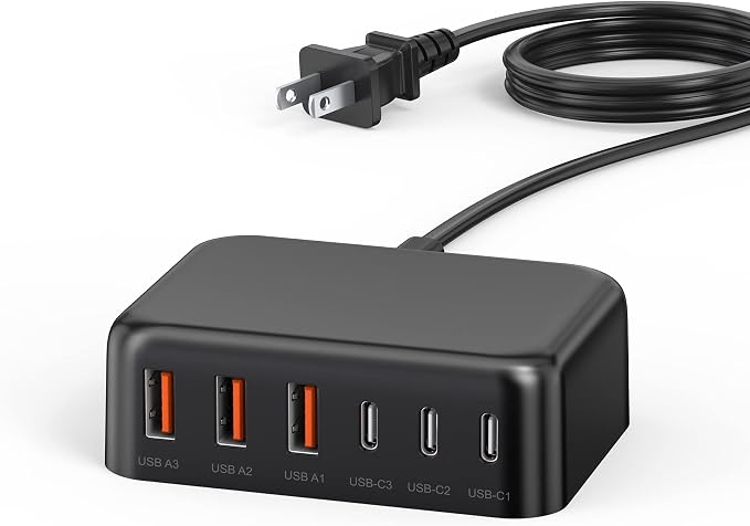 USB C Fast Charger, 100W GaN 6 Port Type USB C Charging Station Hub Block Cube