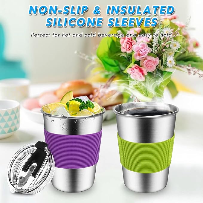 ShineMe Kids Stainless Steel Cups, Kids Metal Drinking Glasses