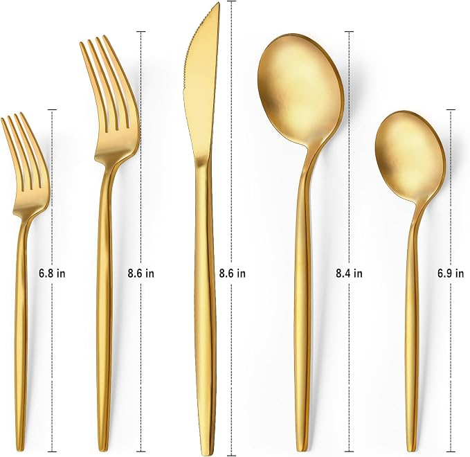 30-Piece Gold Silverware Set, Flatware Set