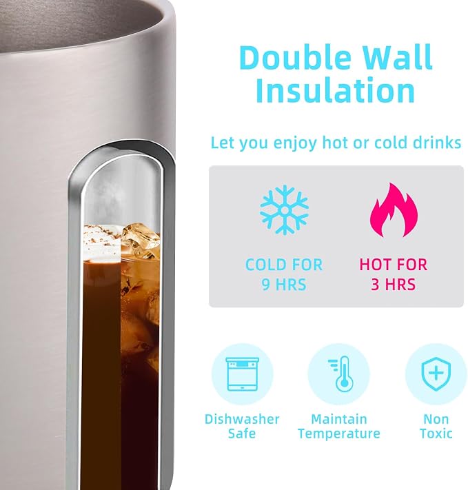 Volhoply 14oz Insulated Stainless Steel Coffee Mug