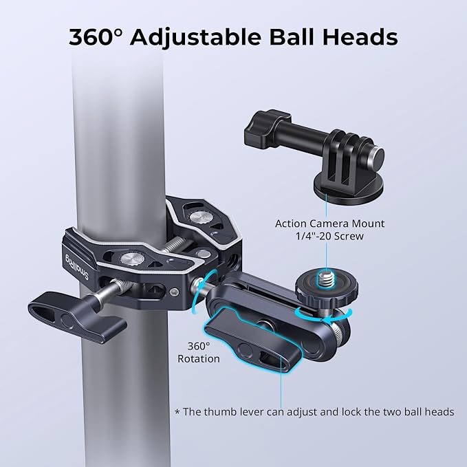 SMALLRIG Camera Mount Clamp 2-Pack, Ballhead Magic Arm