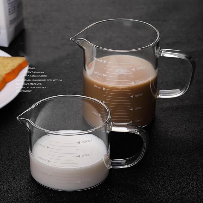 Glass Measuring Cup with V-Shaped Spout, High Borosilicate Glass, Easy-Read
